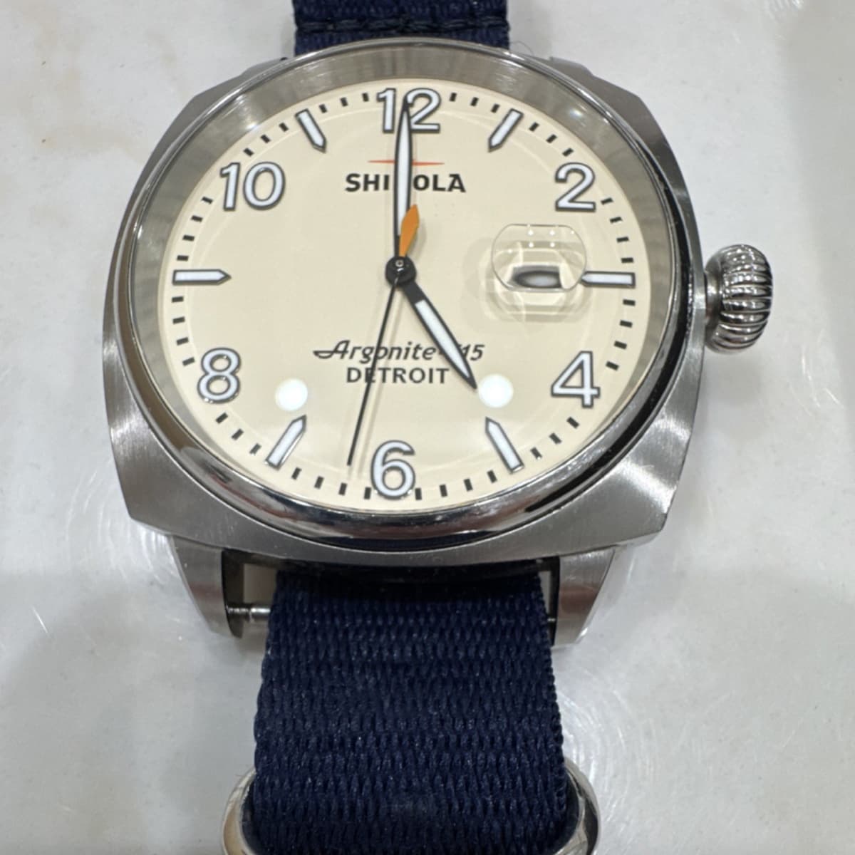 Shinola Argonite 715 Detroit Men's Blue Fabric Band Stainless Steel Wristwatch