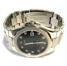 RARE BULOVA MARINE STAR WATCH Stainless Steel w/ Black Dial and Diamond Markers