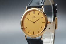 Vintage 1980s OMEGA De Ville Quartz Gold Dial Classic Ref.195.0075.2 [Near Mint]