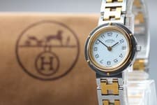 [Near MINT] Vintage HERMES Clipper 24mm white Dial Qz Women's Watch From JAPAN