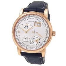 A.Lange & Sohne Lange 1 Time Zone 18k Rose Gold Manual Silver Mens Watch 116.032