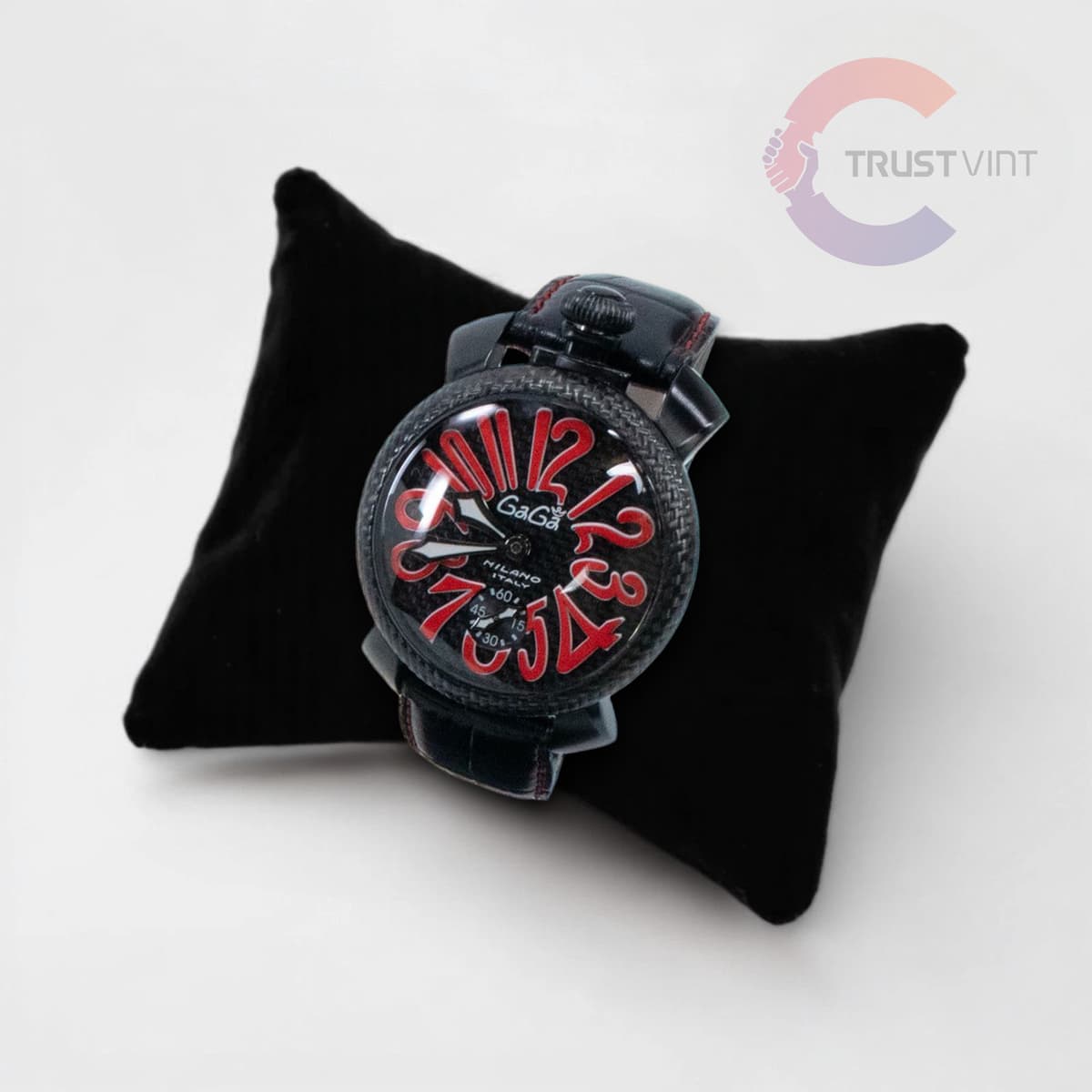 GaGa MILANO 5016.8 Men's 47.9mm Black Dial Small Seconds Manual Winding Used