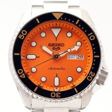 Seiko 5 Sports Orange Dial Stainless Steel Date Men Watch