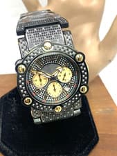 JBW Men's Watch JB-6215-200-C Phantom Diamond Black Gold Quartz Chronograph 42mm