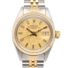 ROLEX Date Watches 6917 Stainless Steel K18 yellow gold mosaic 74-number used