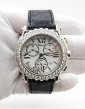 CHOPARD Happy Sport Diamonds Chronograph SS  & Diamond 42mm Ladies Watch 1990's