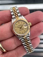 Rolex Lady-Datejust Champagne Linen Dial 26mm 69173 Box & Papers