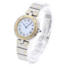 CARTIER SANTOS ROUND SM 27mm SS/YG Quartz White Dial Watch #C471