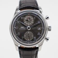 IWC Portugieser Portuguese Chronograph Classic Steel Grey 42mm IW390404 Leather