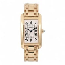 Cartier Tank Americaine Large 27mm 18K Gold White Dial Watch W26031K2 1740