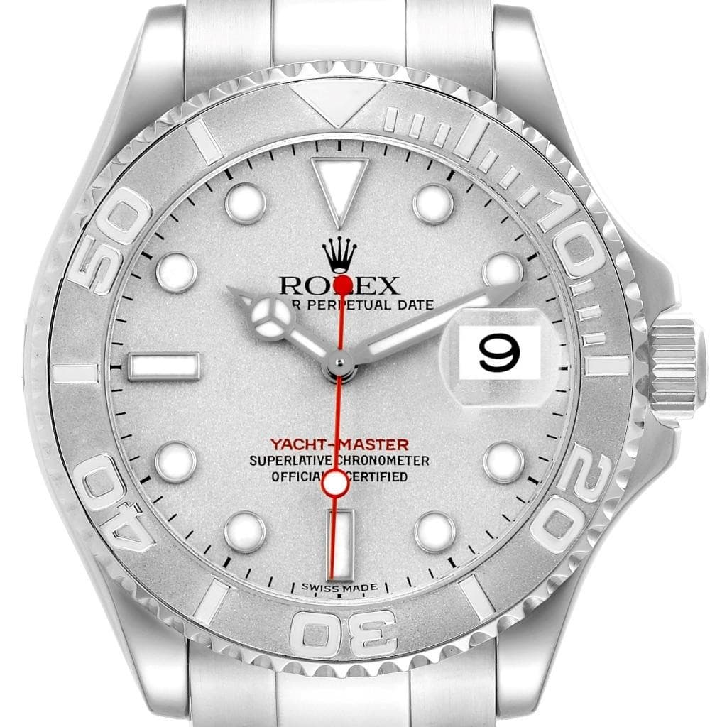 Rolex Yachtmaster 40 Steel Platinum Dial Bezel Mens Watch 16622