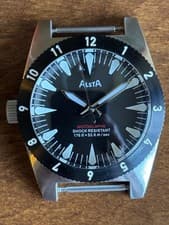 ALSTA Motoscaphe 120 Automatic (40mm) Black Dial, Leather Strap, Left Hand Crown