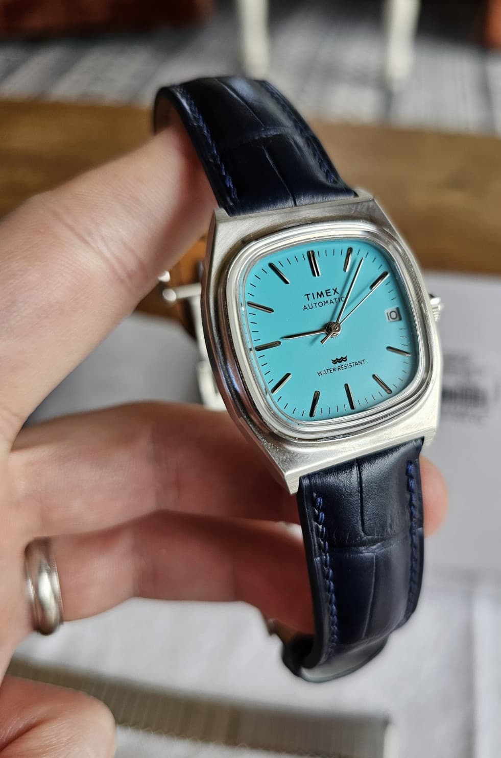 Timex E-Line 1983 – Tiffany Blue Dial – Delugs Crocodile Strap – Summer Luxury