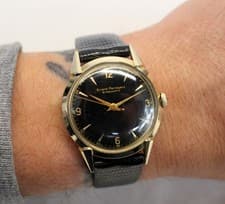 💥 14K Gold GIRARD PERREGAUX Gyromatic Automatic Watch BLACK GILT DIAL 34mm 💥