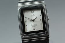 Vintage 1980s OMEGA Constellation Cal.1418 Roman Silver 25mm Quartz Men Watch JP