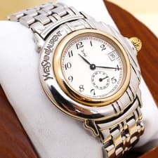 Yves Saint Laurent Vintage Watch Logo Bezel 3367 Quartz Mens Timepiece