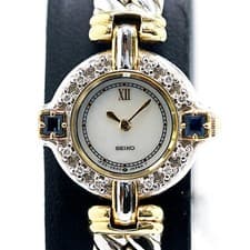 Seiko Excelline Watch 1F20-0B60 Stainless Steel White Shell Dial Ladies