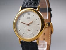 Vintage "N MINT" Oris Classic 7423 34mm Gold Hand Winding Men's Watch From JAPAN