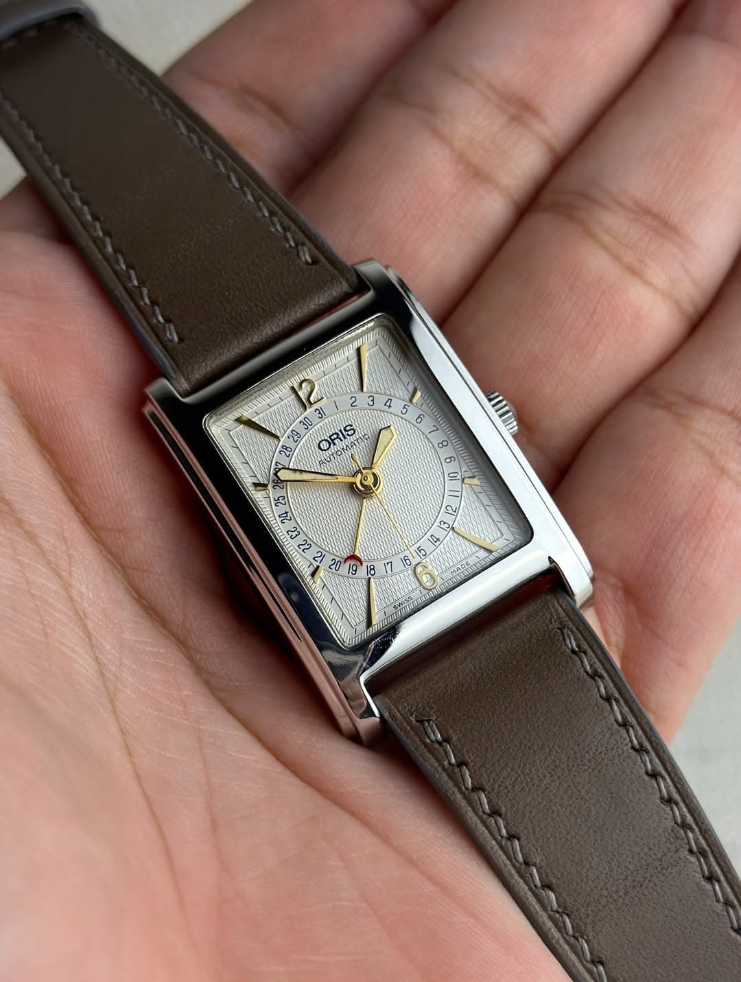 RARE Oris Pointer Date Automatic Cal.574 Square B7460 Dress Watch Swiss Vintage