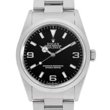 ROLEX Explorer I 14270 black P Number second hand mens