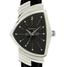 Import duty included for US buyers  Hamilton Ventura SS leather men's watch quar