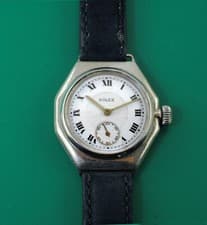 ROLEX  Vintage 1920's Early Oyster OCTAGONAL Case Men's Watch Porcelain Dial