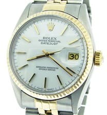 Rolex Datejust 16013 2Tone 18K Yellow Gold & Stainless Steel Watch w/ White Dial