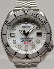 MINT SEIKO DIVERS 7002-7001 WHITE MARINEMASTER MOP DIAL AUTOMATIC MENS WATCH $$$