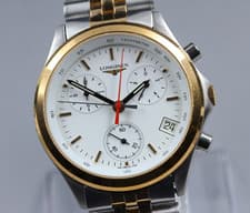 Longines 7281 Chronograph Quartz White Dial Two Tone Date Men's Watch 38mm