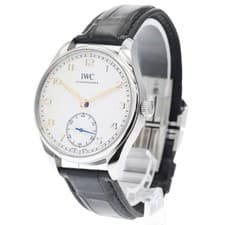 IWC PORTUGIESER AUTOMATIC 40 IW358303 40mm SS Silver Dial Leather Strap #C199