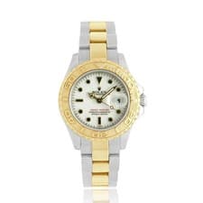 Rolex Stainless Steel and 18k Yellow Gold Ladies Yachtmaster 29mm White Dial