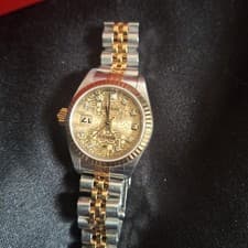 Womens Rolex Champange Oyster Perpetual Datejust Two-toned 18 K Gold