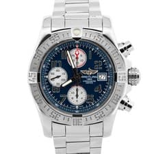 PAPERS Breitling Avenger II Chronograph 43mm Blue Stainless Steel A13381 BOX