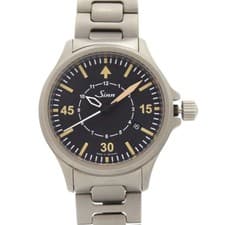 AUTHENTIC Sinn 856.B-UHR.M Instrument Black Silver SS Automatic Wristwatch