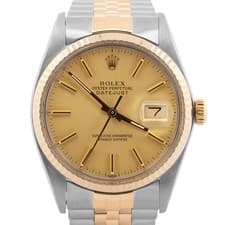 Rolex DateJust 36mm Champagne 18K Yellow Gold Steel JUBILEE Two-Tone Watch 16013
