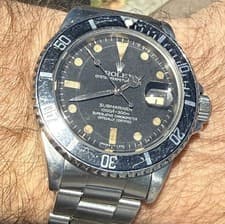 Rolex Submariner 16800 Matte Dial Watch Tropical Patina And Navy Fade Insert