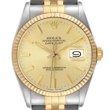 Rolex Datejust 36 Steel Yellow Gold Champagne Dial Vintage Mens Watch 16013
