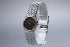 [Top MINT] Seiko Credor 1271-0060 Black Dial 18KT Bezel Qz Ladies Watch JAPAN