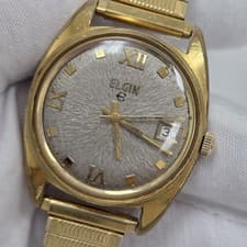 Scarce Vintage Elgin 315 17 Jewel Mens Wrist Watch Superb Fancy Dial Date Swiss