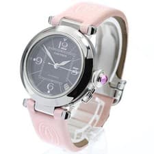 CARTIER PASHA C W3109599 35mm SS Black Dial Automatic Date Watch #C492