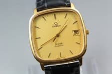 [Exc+4] Vintage Omega De Ville Cal.1332 33mm Gold Square Quartz Men's Watch