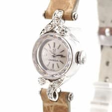 Rare Vintage OMEGA Hand-Wind Silver Dial Cut Glass Diamond Accent Women's Watch