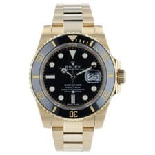 Rolex Submariner Black Dial 18k Yellow Gold 40mm Automatic Mens Watch 116618LN