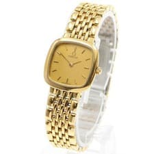 OMEGA DE VILLE SQUARE QUARTZ 21MM SS/GP GOLD DIAL WATCH #C2162
