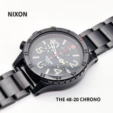 NIXON 48 20 CHRONO All Black Multi Watch 200M Quartz Miyota Japan Movement