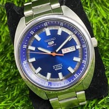Rare SEIKO 5 Sports SRPB15 Blue Dial Turtle Automatic 4R36 Watch Men GOOD