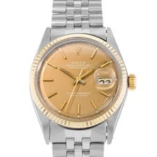 Rolex Datejust 36 1601 Vintage Patina Champagne Yellow Gold Mens Watch 1966
