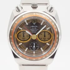 New Battery Seiko Alba AKA Bullhead Chronograph V657-6060 Brown Dial WAtch 41mm