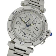 Cartier watch brand Pasha War Reserve GMT Date Automatic AT Stainless Steel SS