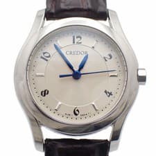 Seiko Credor Signo Quartz Ladies Used Silver Dial Watch with Original Leather St